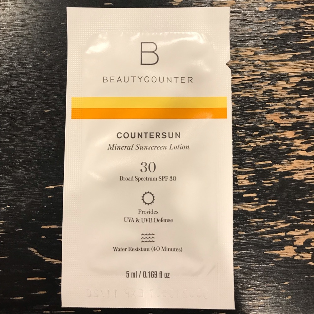 Beautycounter mineral sunscreen lotion sample